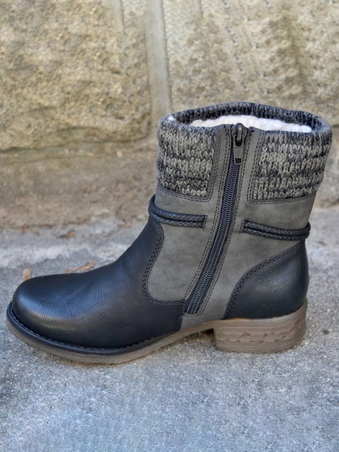 Basic round toe ankle boots with zipper