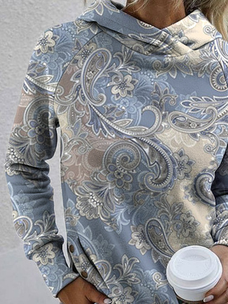 Loose Boho Paisley Raglan Sleeve Sweatshirt