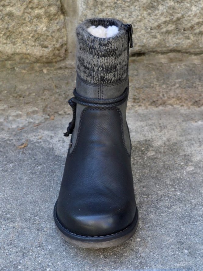 Basic round toe ankle boots with zipper