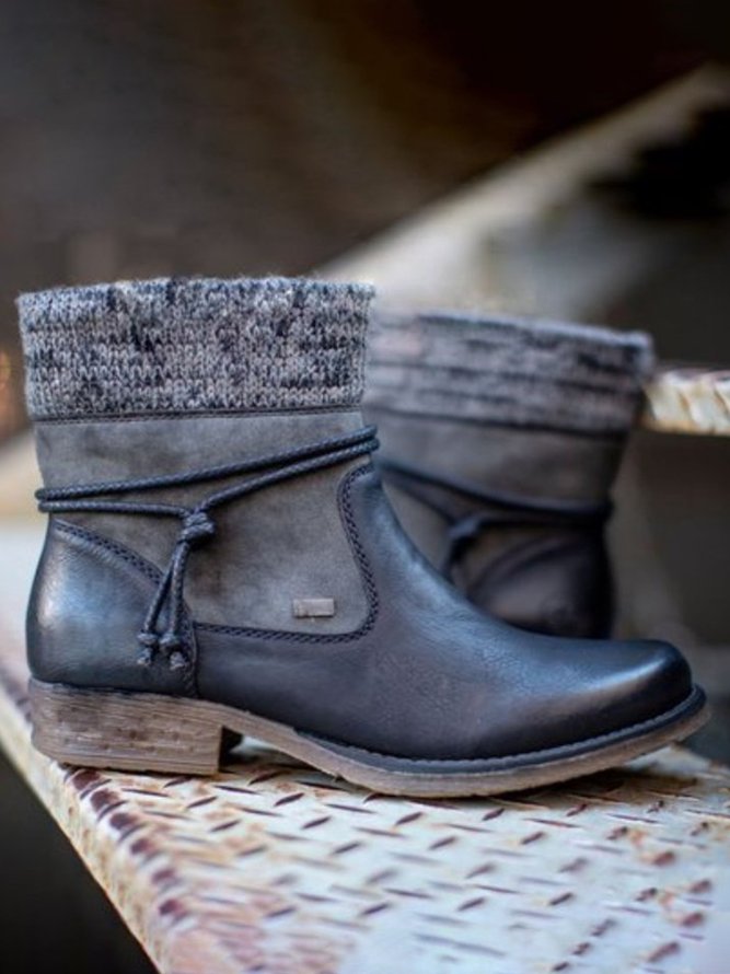 Basic round toe ankle boots with zipper
