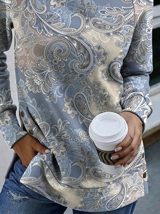 Loose Boho Paisley Raglan Sleeve Sweatshirt