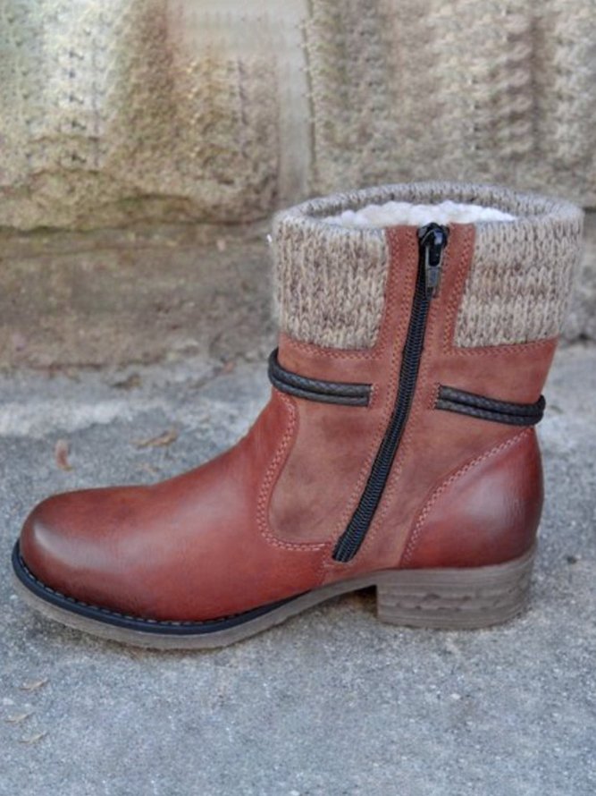 Basic round toe ankle boots with zipper