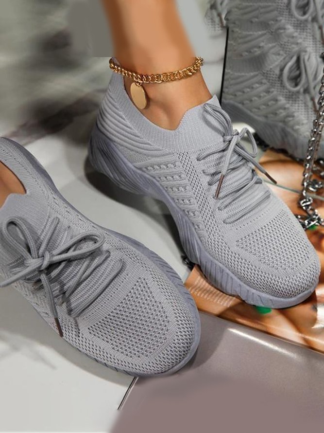 Women Mesh Platform LaceUp Fly Woven Lightweight Soft Sole SlipOn