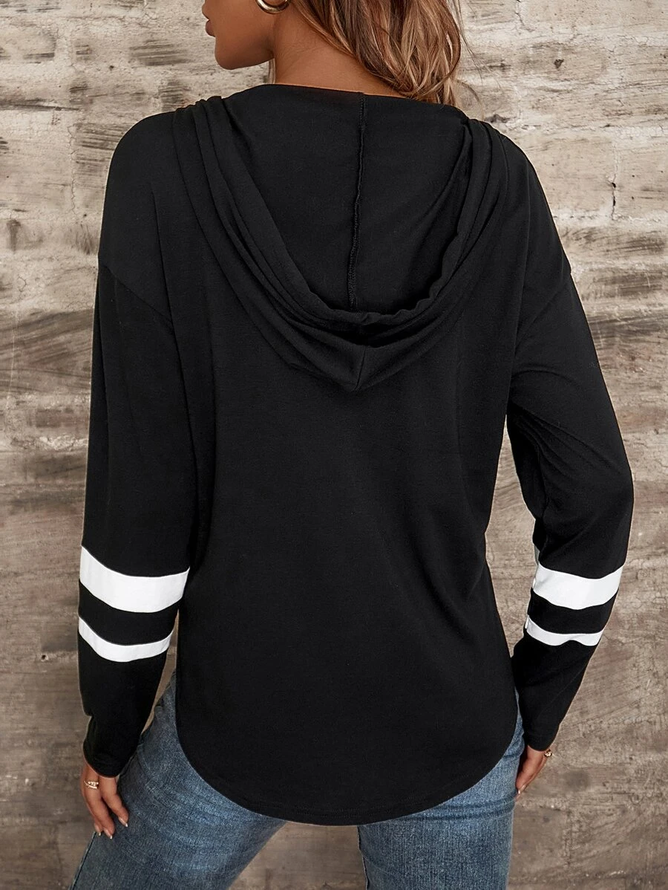 Loose Color Block Hoodie Casual  Sweatshirt