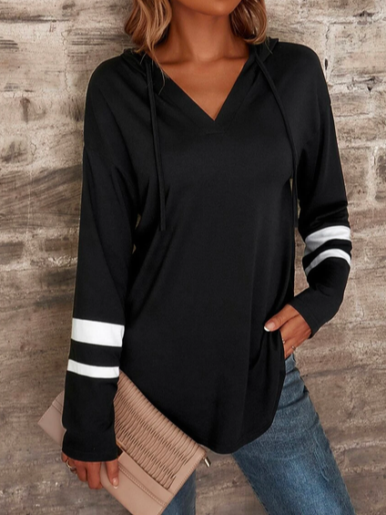 Loose Color Block Hoodie Casual  Sweatshirt