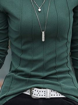 JFN Casual Turtleneck Basic Long Sleeve T-Shirt