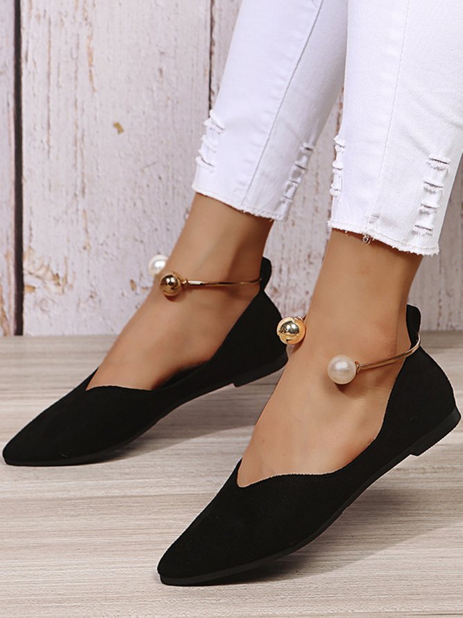 Pearl Metal Ring Anti-Suede Flats