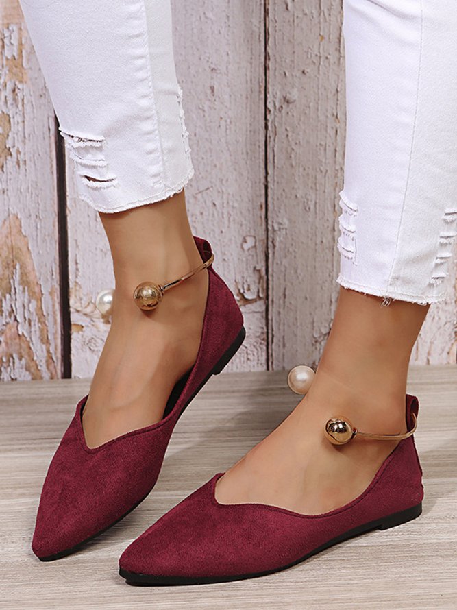 Pearl Metal Ring Anti-Suede Flats