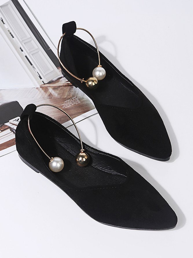 Pearl Metal Ring Anti-Suede Flats