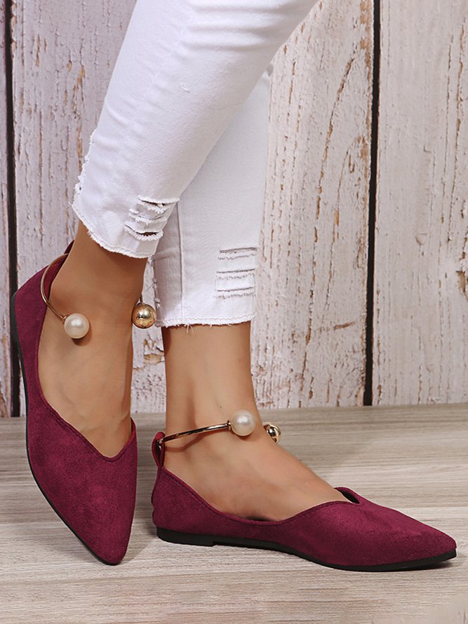 Pearl Metal Ring Anti-Suede Flats