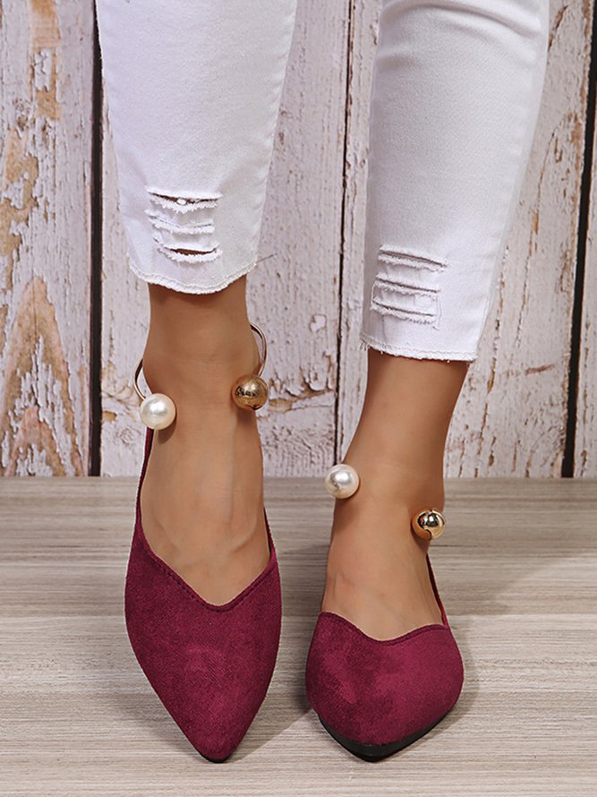 Pearl Metal Ring Anti-Suede Flats