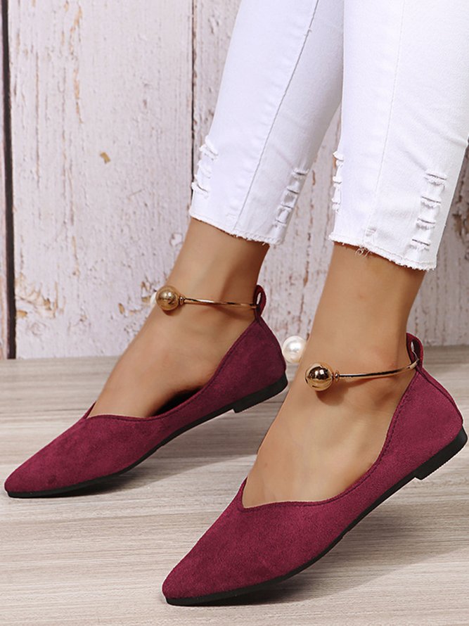Pearl Metal Ring Anti-Suede Flats