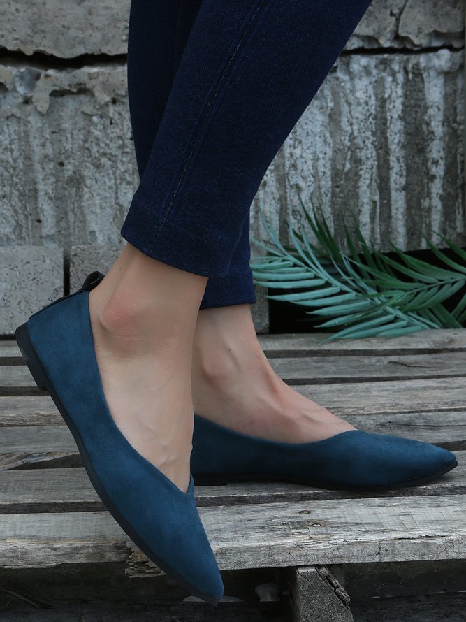 Commuter Simple Anti-Suede Pointed Toe Flats