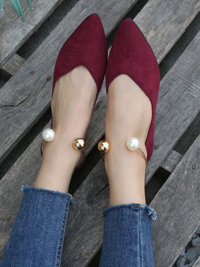 Pearl Metal Ring Anti-Suede Flats