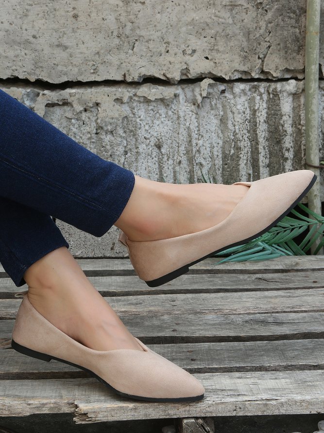 Commuter Simple Anti-Suede Pointed Toe Flats