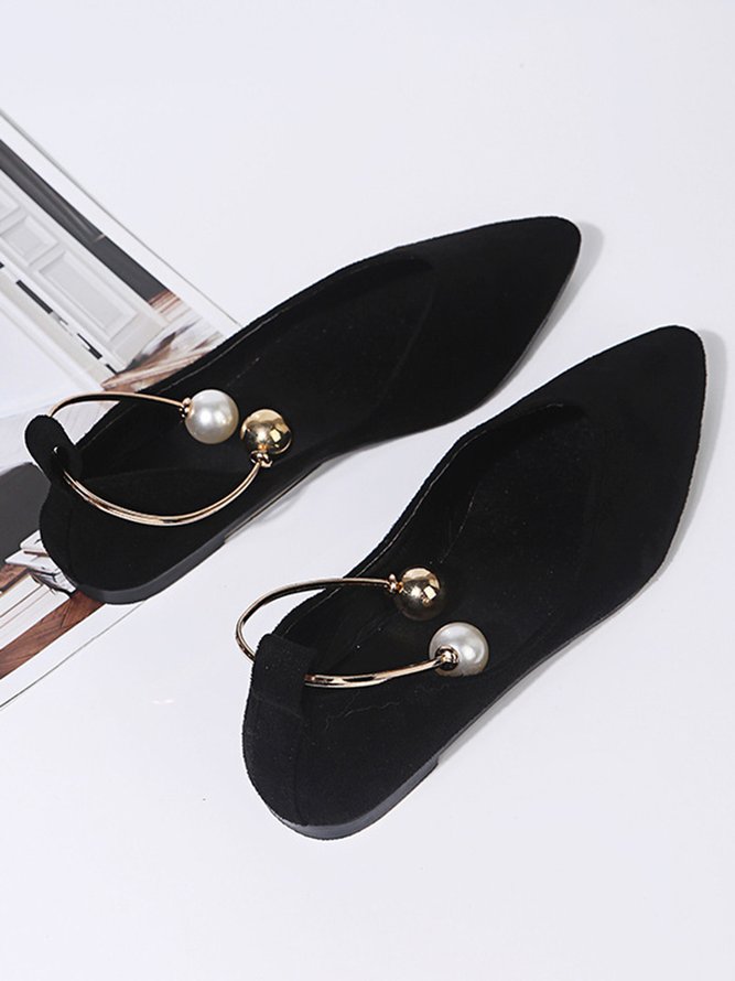 Pearl Metal Ring Anti-Suede Flats