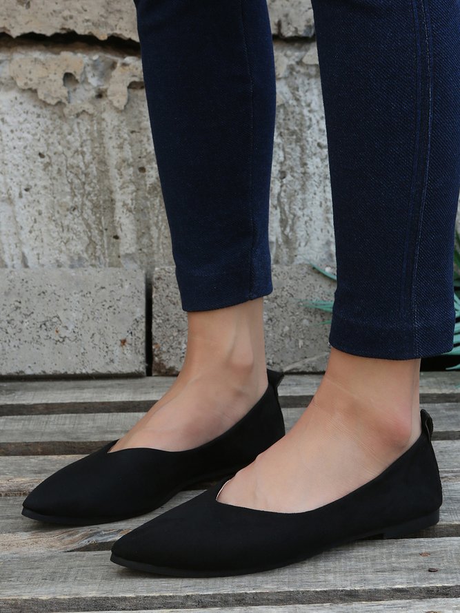 Commuter Simple Anti-Suede Pointed Toe Flats