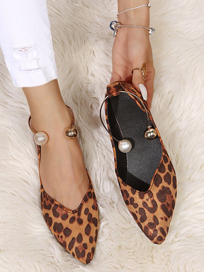 Pearl Metal Ring Anti-Suede Flats
