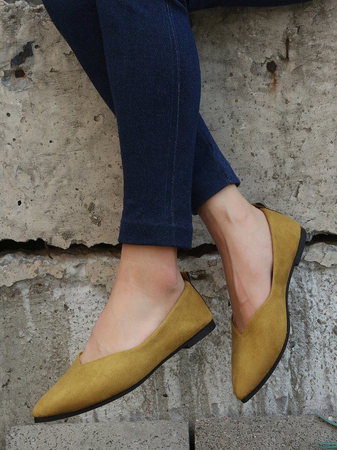 Commuter Simple Anti-Suede Pointed Toe Flats