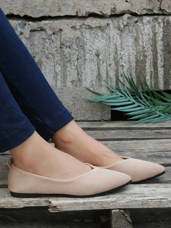 Commuter Simple Anti-Suede Pointed Toe Flats