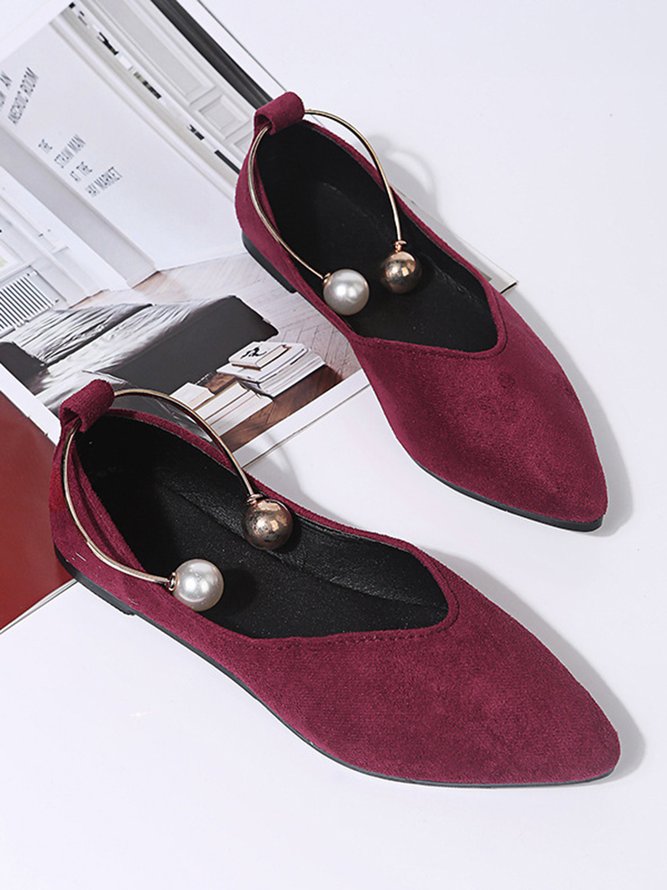 Pearl Metal Ring Anti-Suede Flats