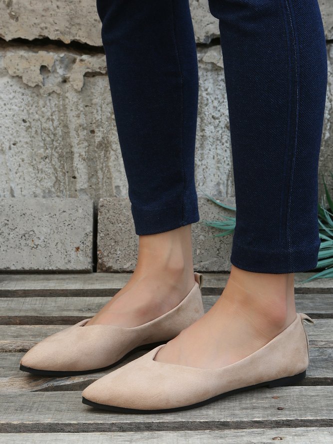 Commuter Simple Anti-Suede Pointed Toe Flats