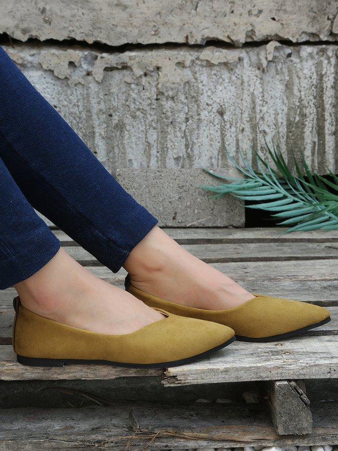 Commuter Simple Anti-Suede Pointed Toe Flats