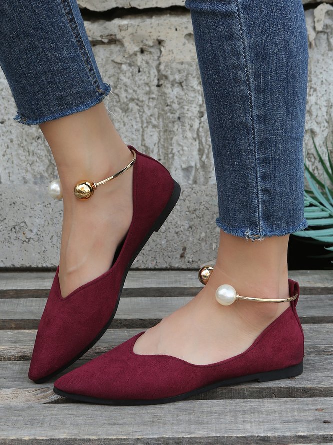 Pearl Metal Ring Anti-Suede Flats