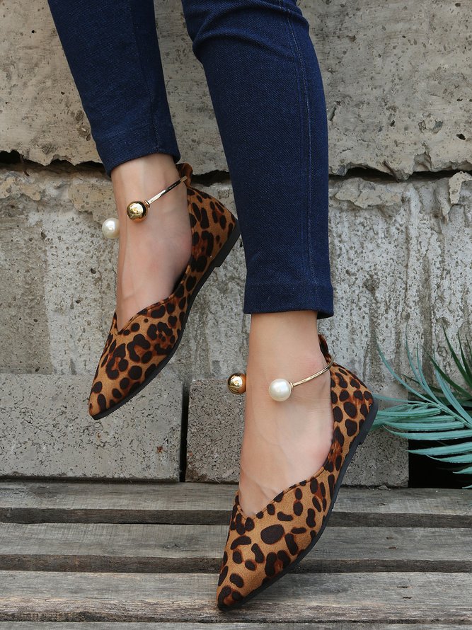 Pearl Metal Ring Anti-Suede Flats