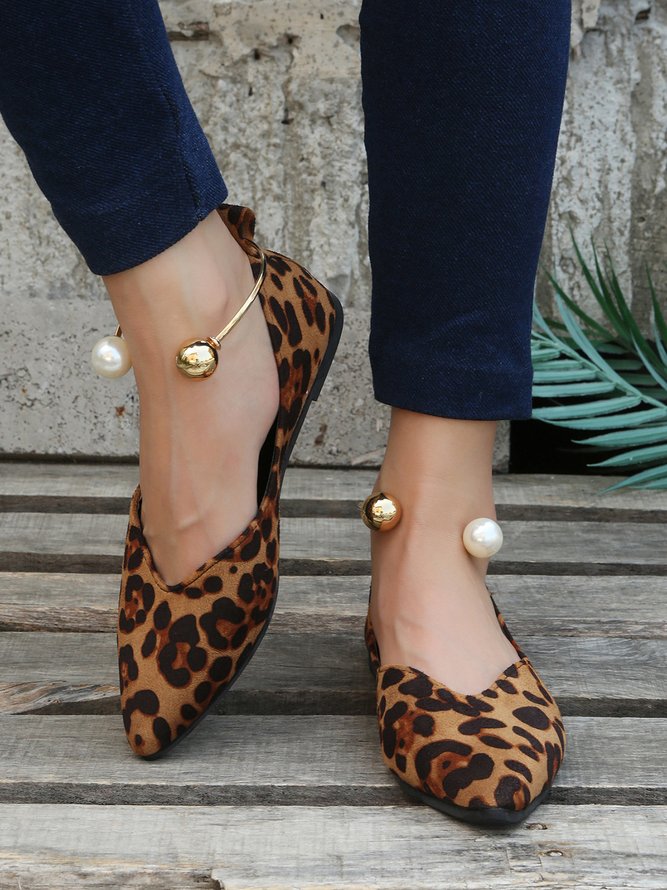 Pearl Metal Ring Anti-Suede Flats