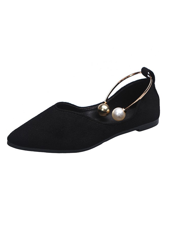 Pearl Metal Ring Anti-Suede Flats