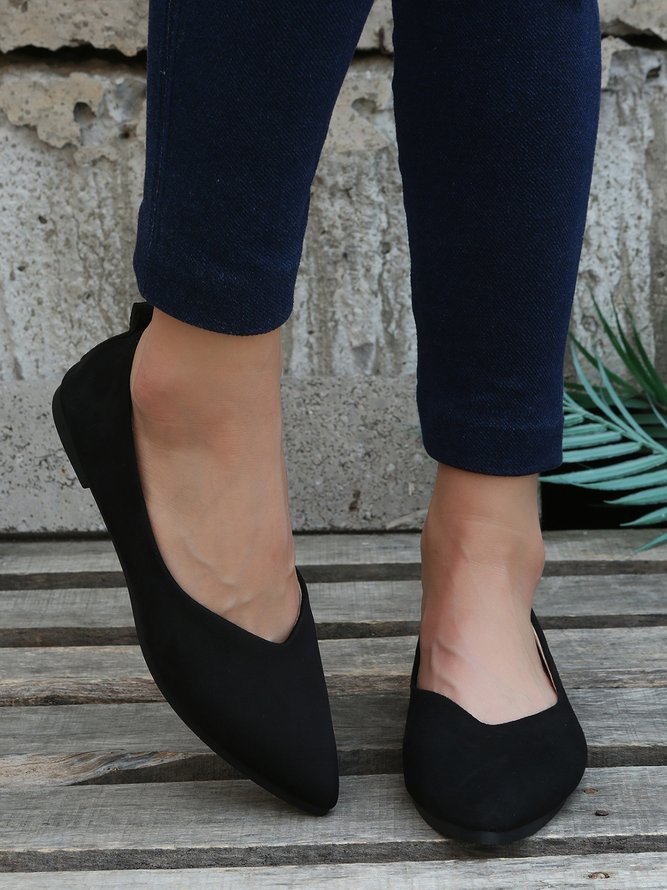 Commuter Simple Anti-Suede Pointed Toe Flats