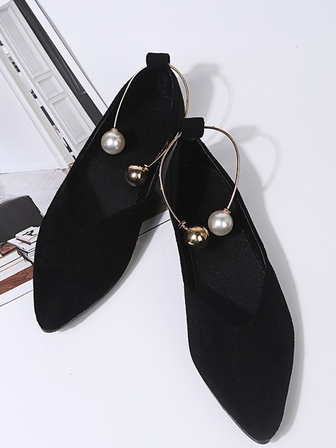 Pearl Metal Ring Anti-Suede Flats