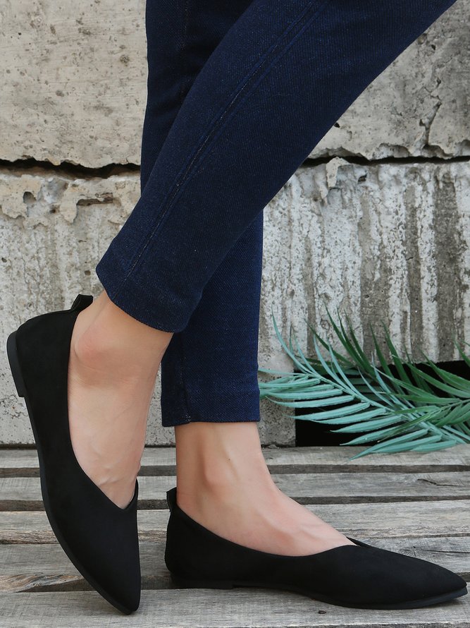 Commuter Simple Anti-Suede Pointed Toe Flats