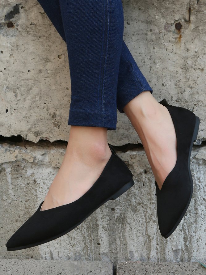 Commuter Simple Anti-Suede Pointed Toe Flats