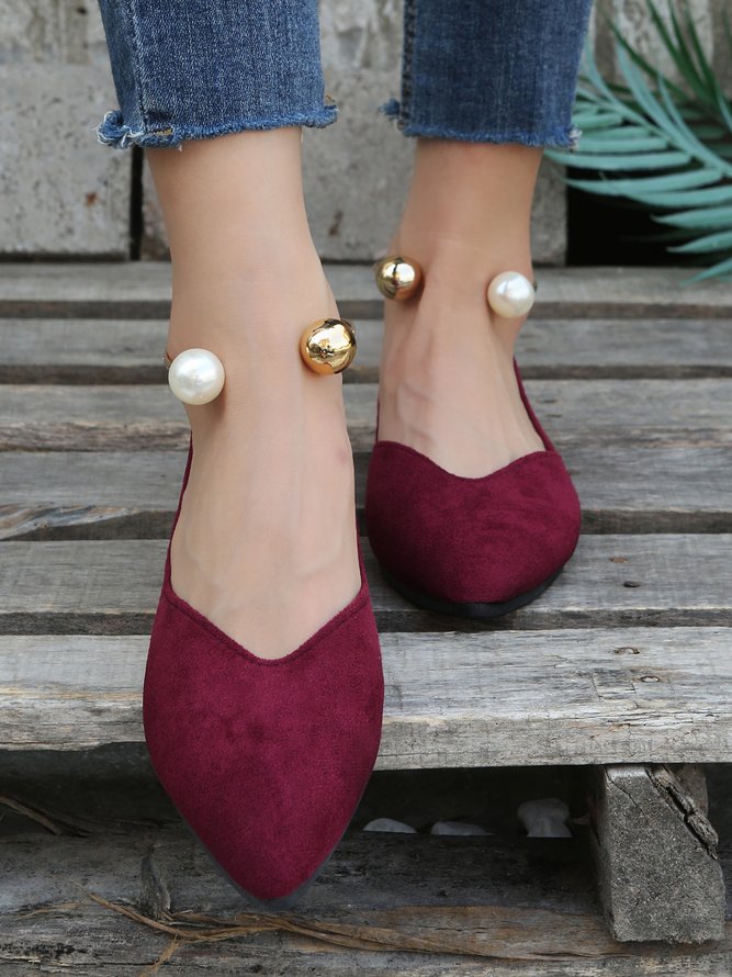 Pearl Metal Ring Anti-Suede Flats