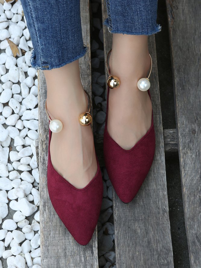 Pearl Metal Ring Anti-Suede Flats