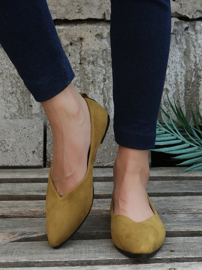 Commuter Simple Anti-Suede Pointed Toe Flats