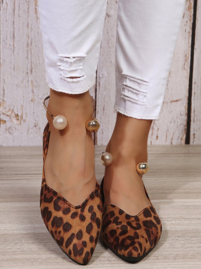 Pearl Metal Ring Anti-Suede Flats