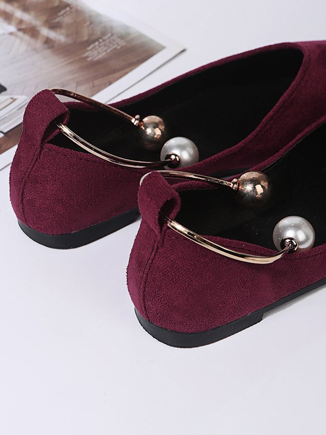 Pearl Metal Ring Anti-Suede Flats