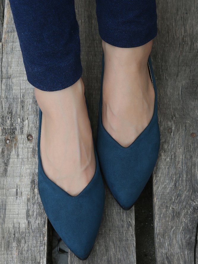 Commuter Simple Anti-Suede Pointed Toe Flats