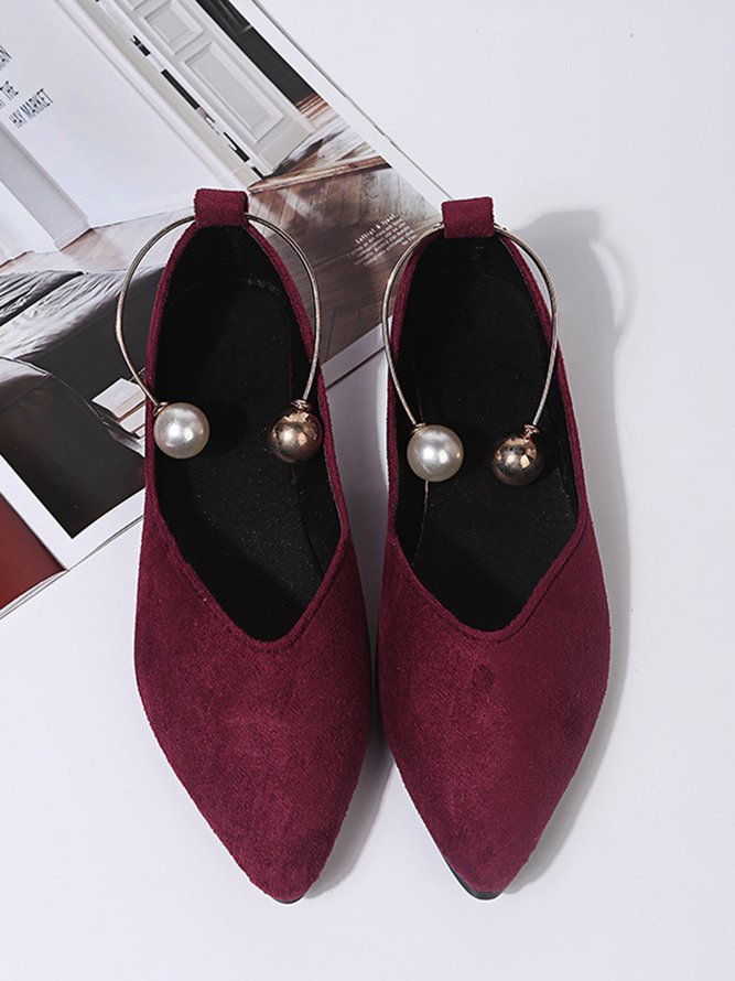 Pearl Metal Ring Anti-Suede Flats