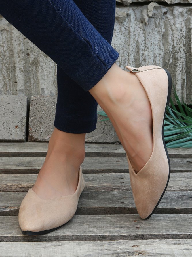 Commuter Simple Anti-Suede Pointed Toe Flats