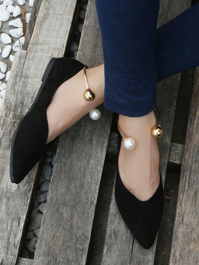 Pearl Metal Ring Anti-Suede Flats