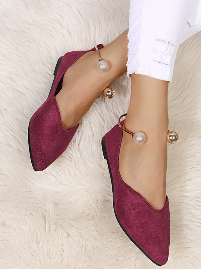 Pearl Metal Ring Anti-Suede Flats