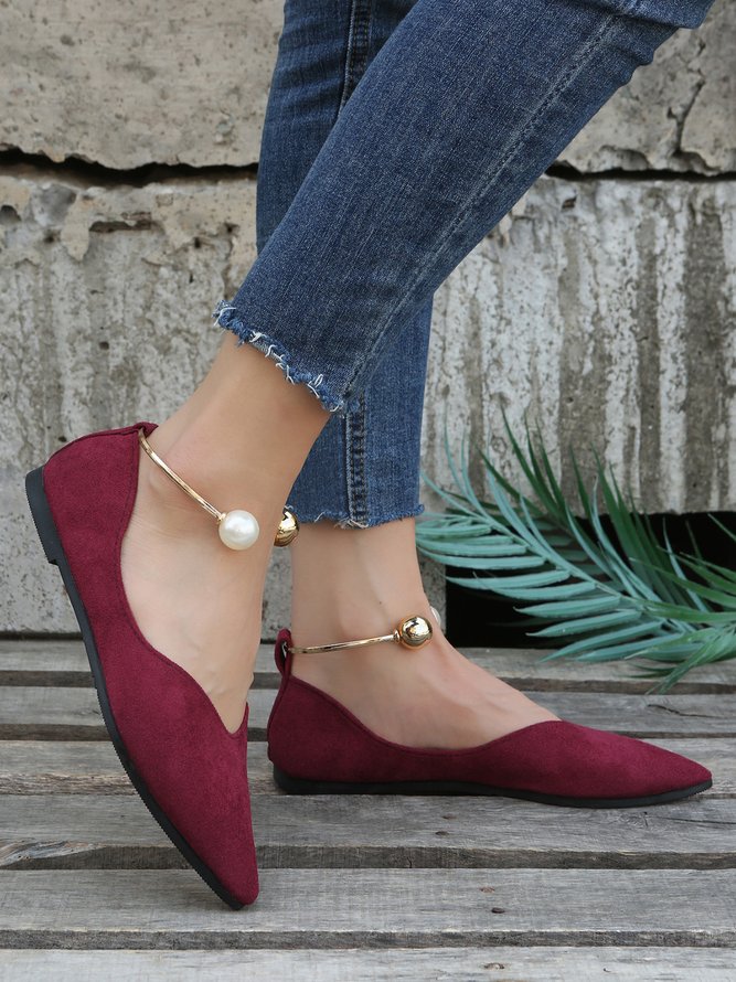 Pearl Metal Ring Anti-Suede Flats