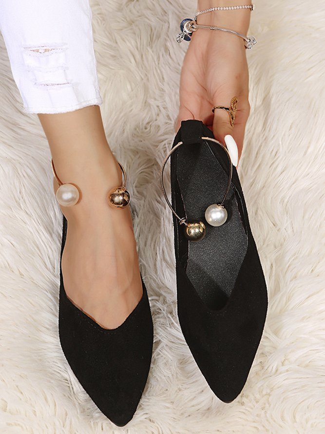 Pearl Metal Ring Anti-Suede Flats