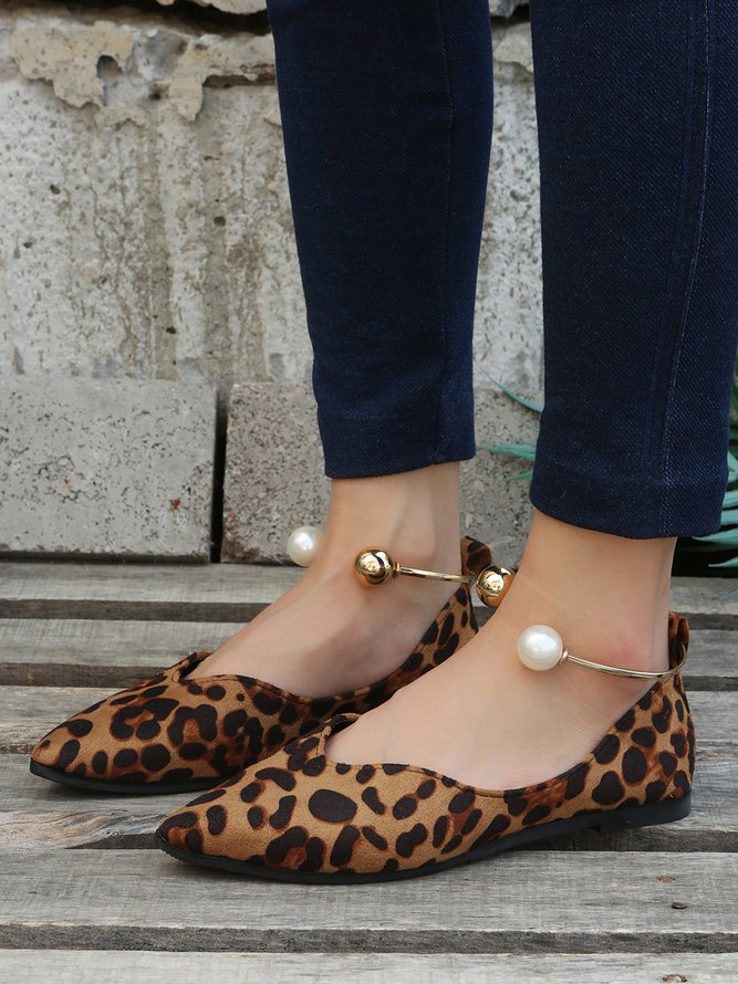Pearl Metal Ring Anti-Suede Flats
