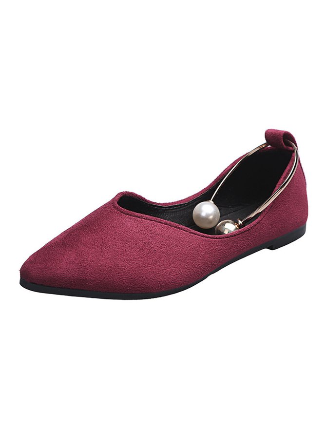 Pearl Metal Ring Anti-Suede Flats
