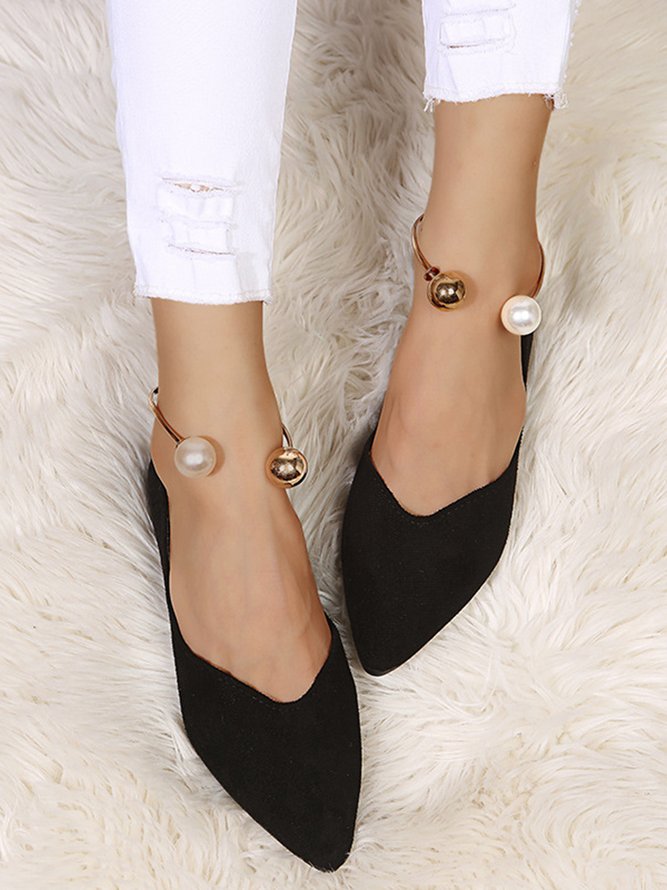 Pearl Metal Ring Anti-Suede Flats